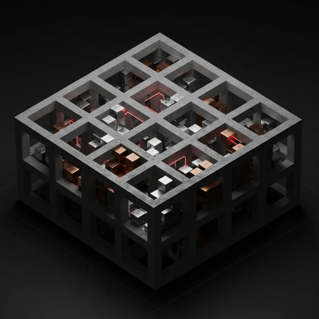 Isometric structural diagram representing syndicate formations